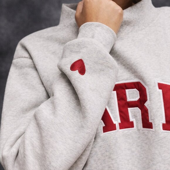Parker College Style Crew Neck Grey Sweatshirt with Dark Red Logo 🎓✨ - Picture 7 of 9